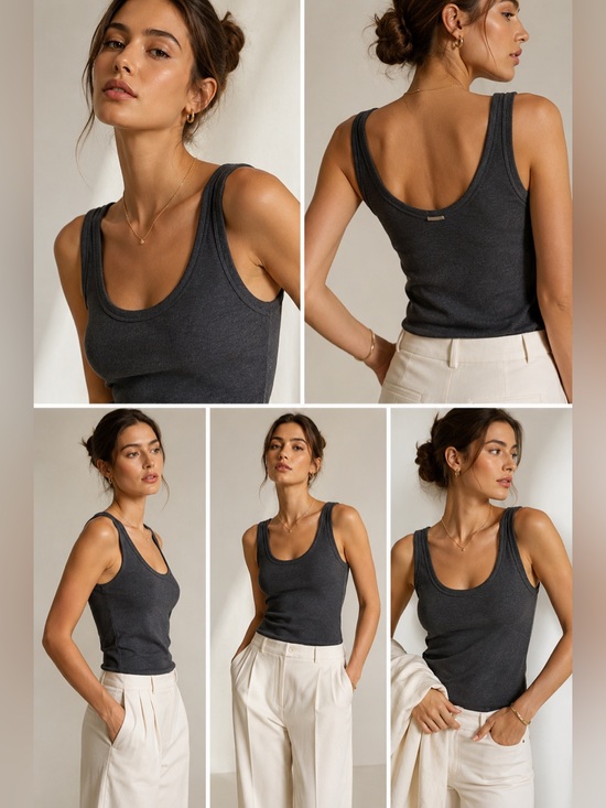 Brunello Cucinelli Tops - Brunello Cucinelli Ribbed Tank Top M Italian Luxury Stretch Cotton Basic